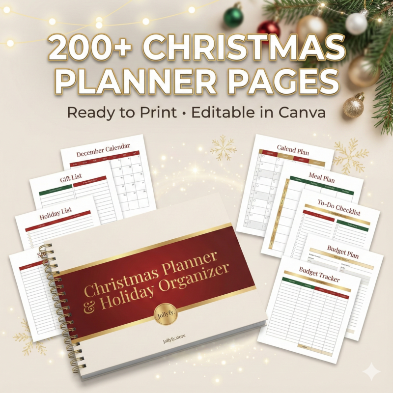 Christmas Planner & Holiday Organizer, Budgeting, Gift List, Menu Planner - Ready to Print